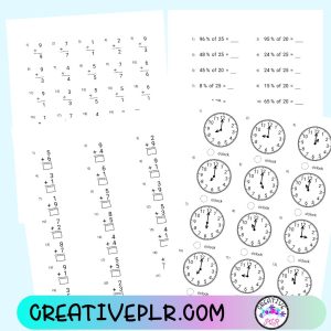 images of different types of school worksheets
