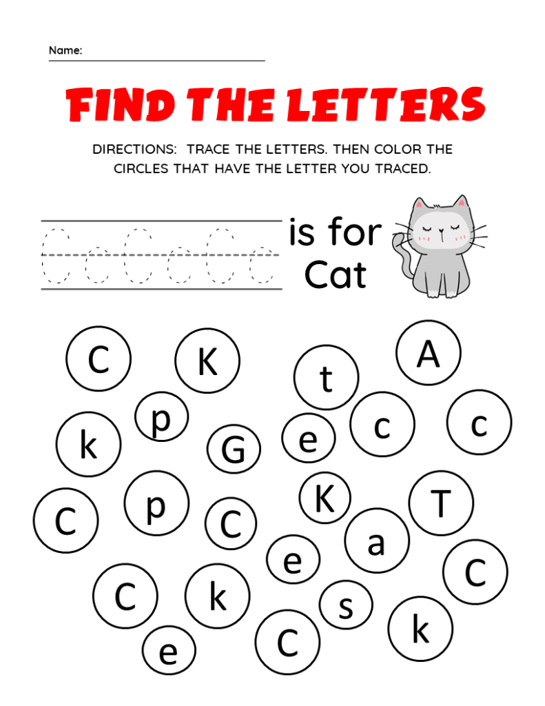 example of letter recognition worksheet