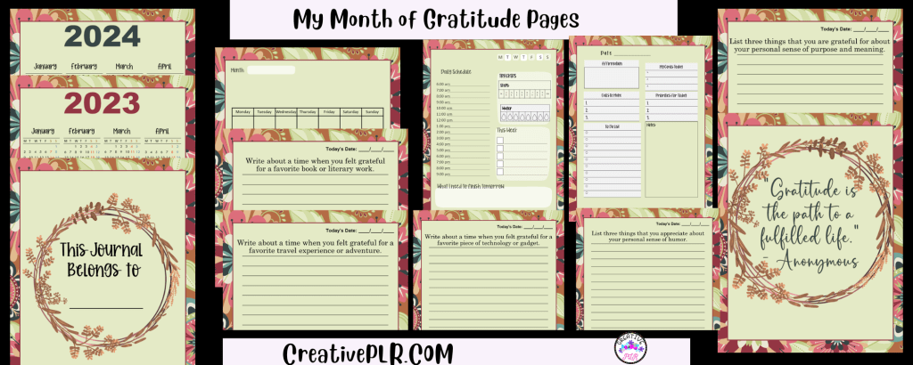 My Month of Gratitude Pages
