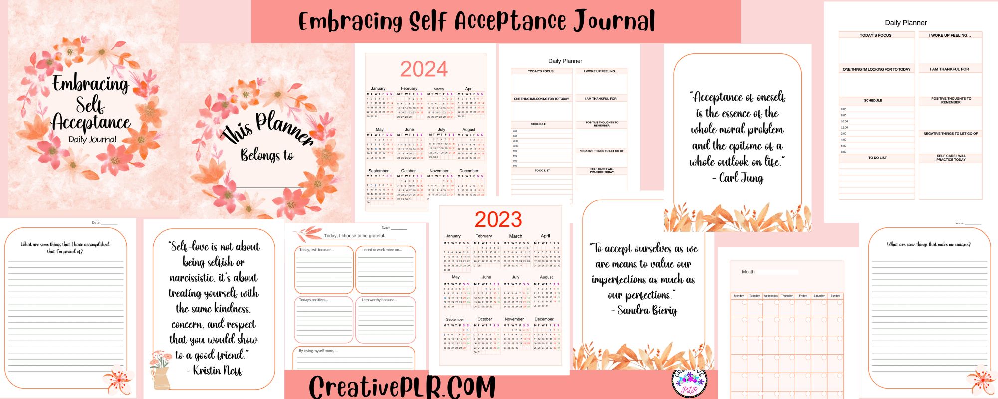 Embrace Self Acceptance Journal - Creative PLR